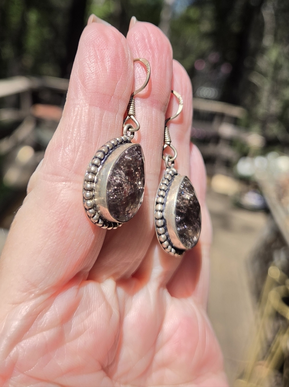 Smoley Quartz Large 18k Sterling Bohemian Earrings - Picture 8 of 10